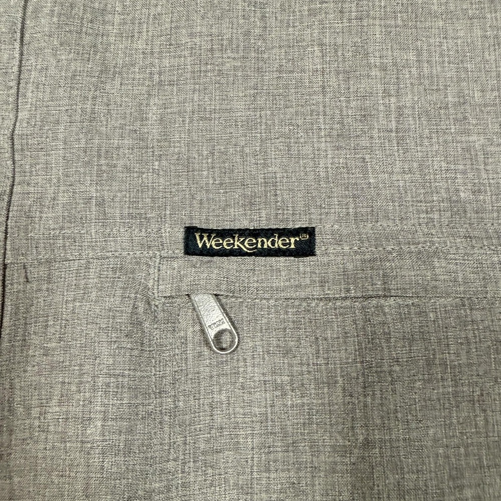 Weekender Shirt Mens Large Gray Short‎ Sleeve Button Up Outdoor Travel Pockets - Picture 3 of 9